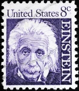 Albert Einstein portrait on US postage stamp