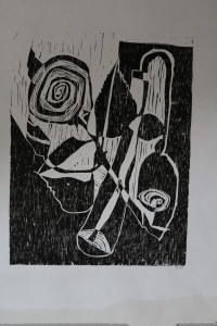 Holzschnitt, "Blumenstillleben Rosen", Ende 70-er/ Anfang 80-er Jahre, 21 x 25,5