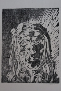 Holzschnitt, "Selbst", 1980, 19 x 27,5