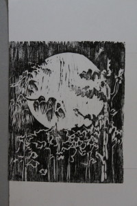 Holzschnitt, "Vollmond", 70-er Jahre, 12,2 x 14,8