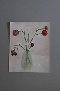 Aquarell, "Blumenstillleben Nelken", 1973, 20,5 x 25