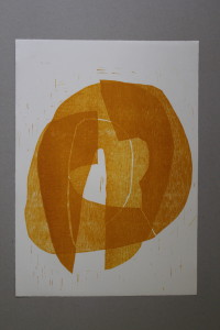 Holzschnitt, "zwei Formen, übereinander", 1987, 53,5 x 38