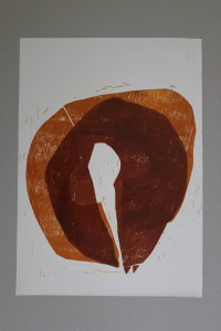 Holzschnitt, "zwei biomorphe Formen", 1987, 53,5 x 38