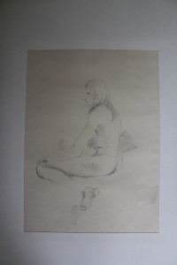 Bleistiftzeichnung, "männlicher Akt", Ende 70-er Jahre, 37,5 x 52