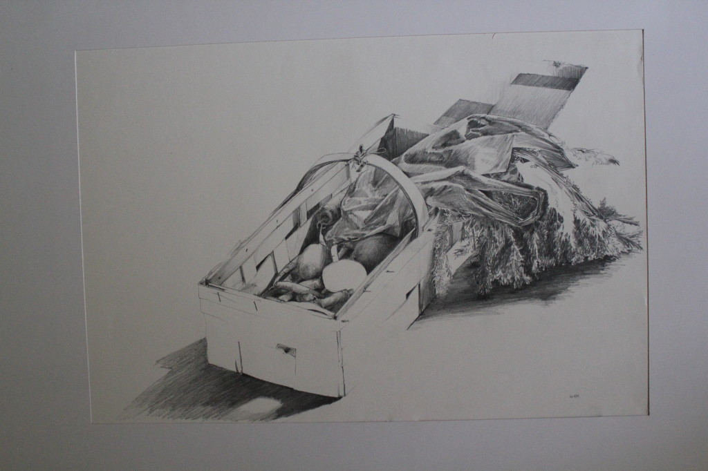 Bleistiftzeichnung, "Spankorb", 1983, 52 x 36