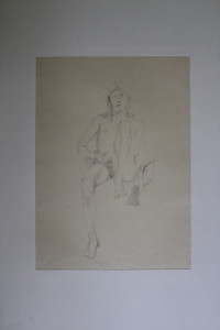 Bleistiftzeichnung, "männlicher Akt", Ende 70-er Jahre, 37,5 x 52