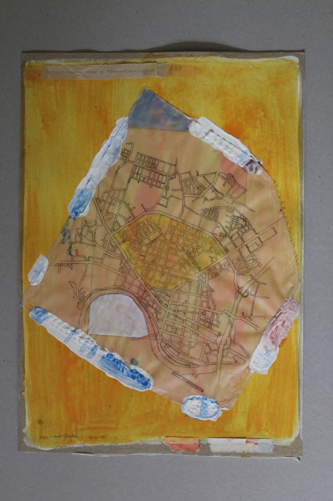 Acryl, Tusche, Pergament auf Karton, "Sonne-Mond-Drachen", 1985, 29,7 x 42
