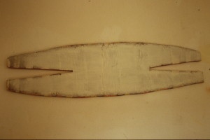 WVZ 4-11-85, Acryl auf Spanplatte, "Zuviel Krokodil", 1985, 136 x 38