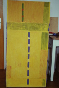 WVZ 10-2-93, Acryl auf Wellpappe, "Airport", 1993, 68 x 140