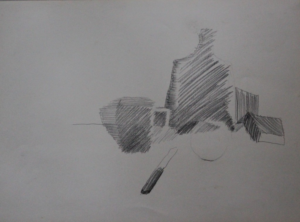 Stillleben, Bleistift auf Papier, 80-er Jahre, 45 x 33