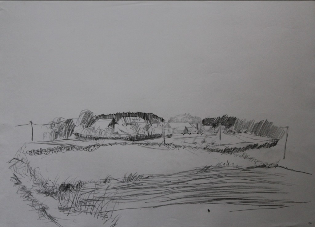 fränkische Landschaft, Bleistift auf Papier, 1982, 56 x 42