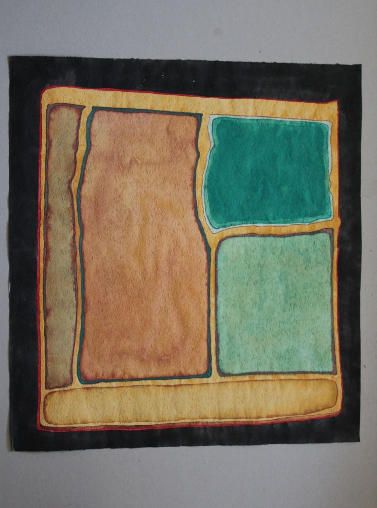 geteilt (Felder), Tempera auf Rauhfasertapete, 1982, 53 x 57