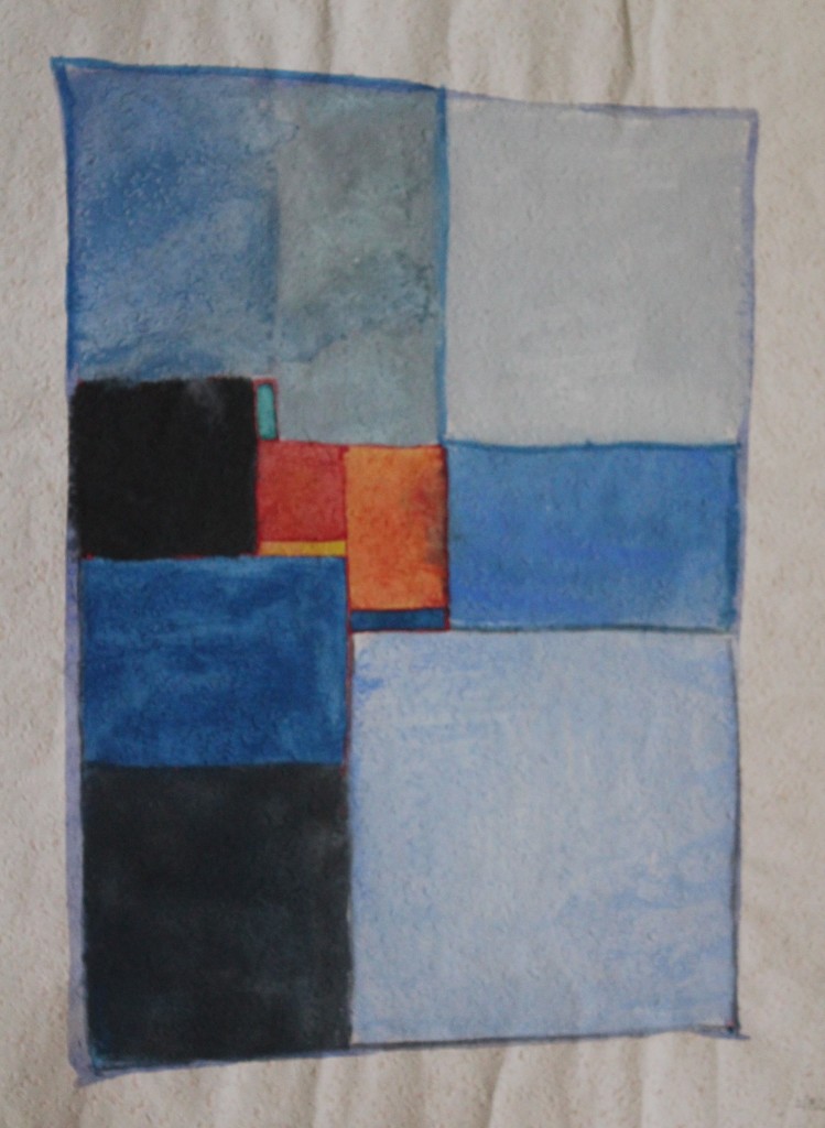 Kalt - Warm orthogonal, Tempera auf Rauhfasertapete, 1982, 42 x 53