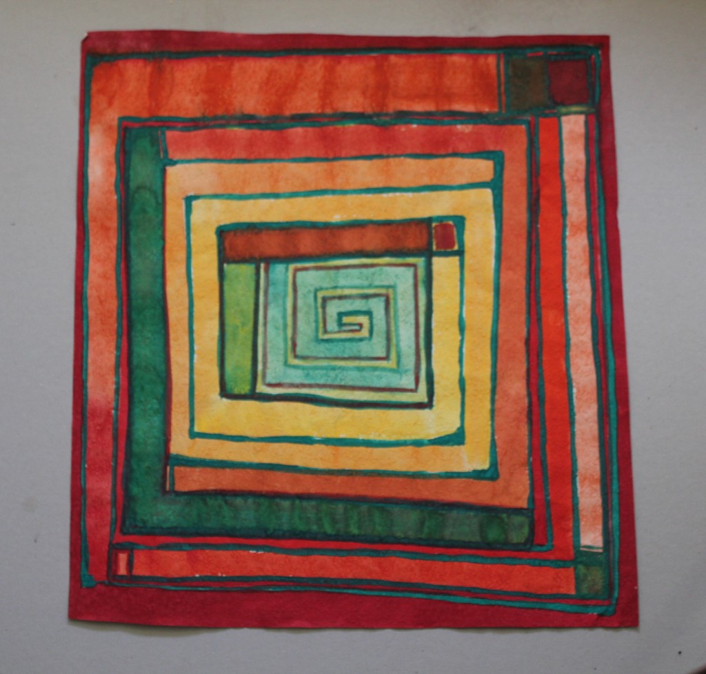 warmes Labyrinth, Tempera auf Rauhfasertapete, 1982, 53 x 58