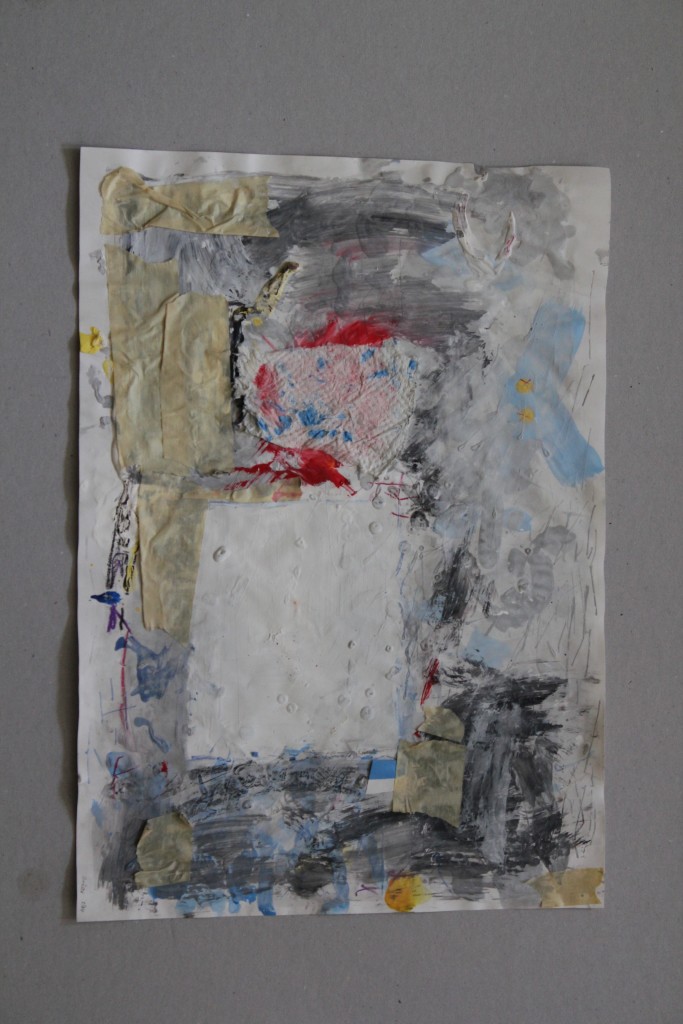 Informel mit weißem Feld, Acryl auf Papier, 1984, 29,5 x 41