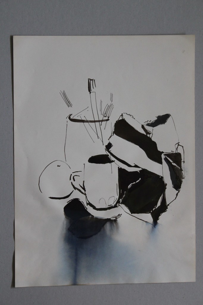 Stillleben, Rohrfeder/Tinte auf Papier, 80-er Jahre, 33 x 45