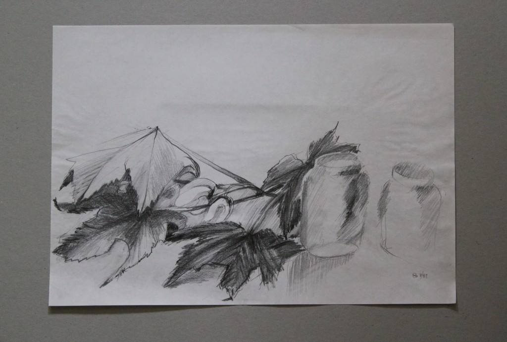Stillleben, Bleistift auf Papier, 1981, 42 x 29,7