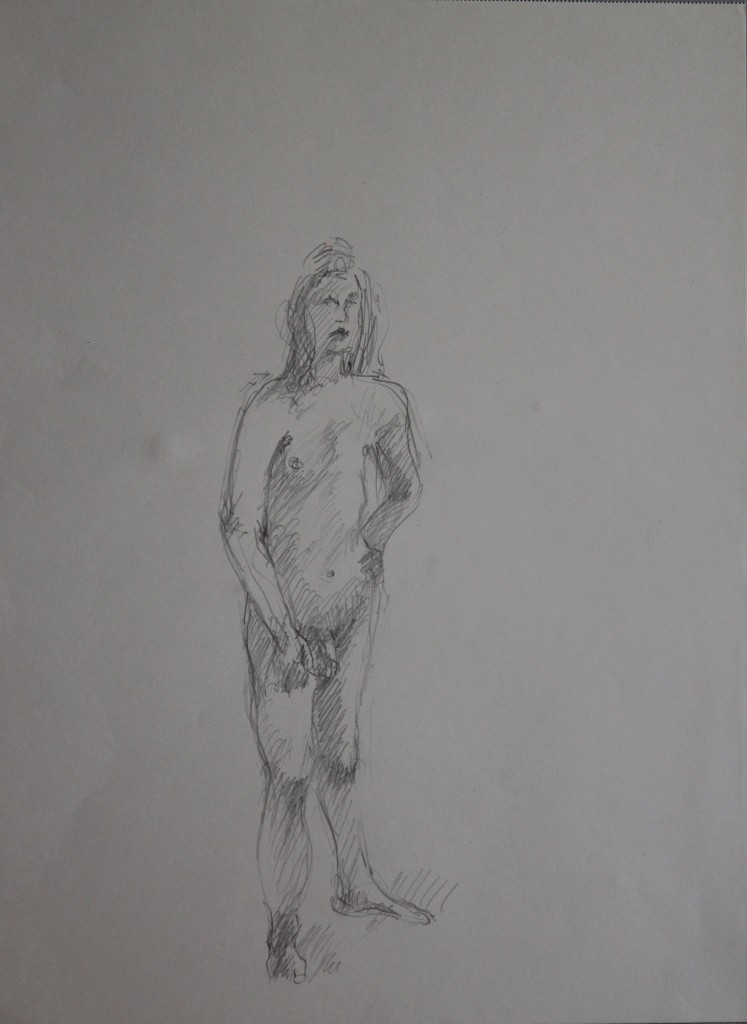 männlicher Akt, Bleistift auf Papier, Anfang 80-er Jahre, 36 x 47